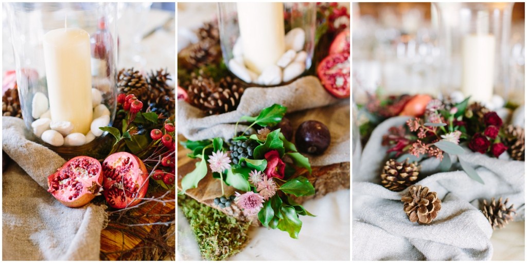 DIY-rustic-autumn-wedding-table-centerpieces-pinecones-figs-pomegranate