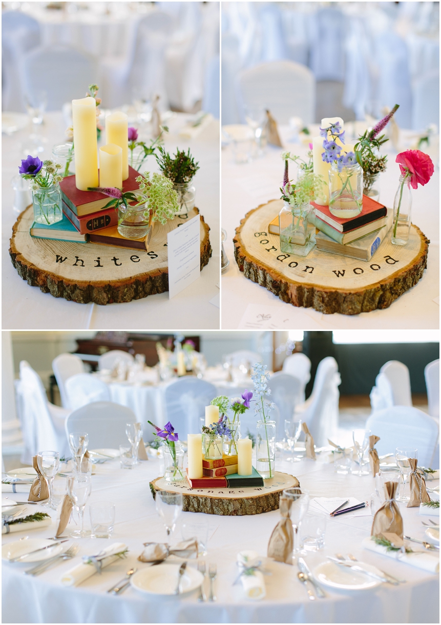 rustic-DIY-books-jamjar-wedding-flower-table-decorations