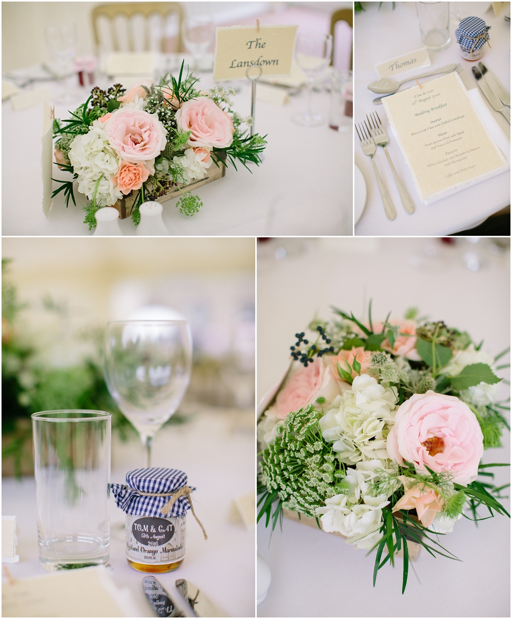 Rustic wild flower table decorations at Chiddingstone Castle