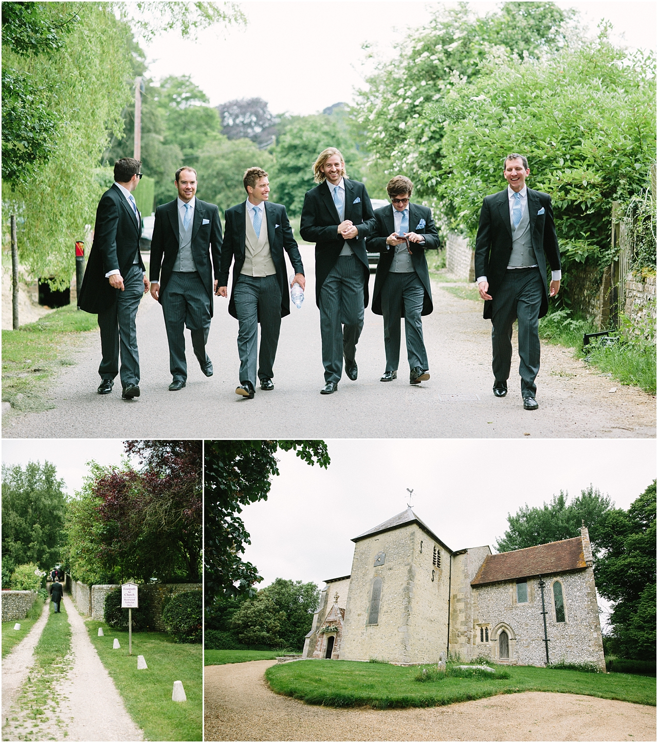groomsmen walking to church