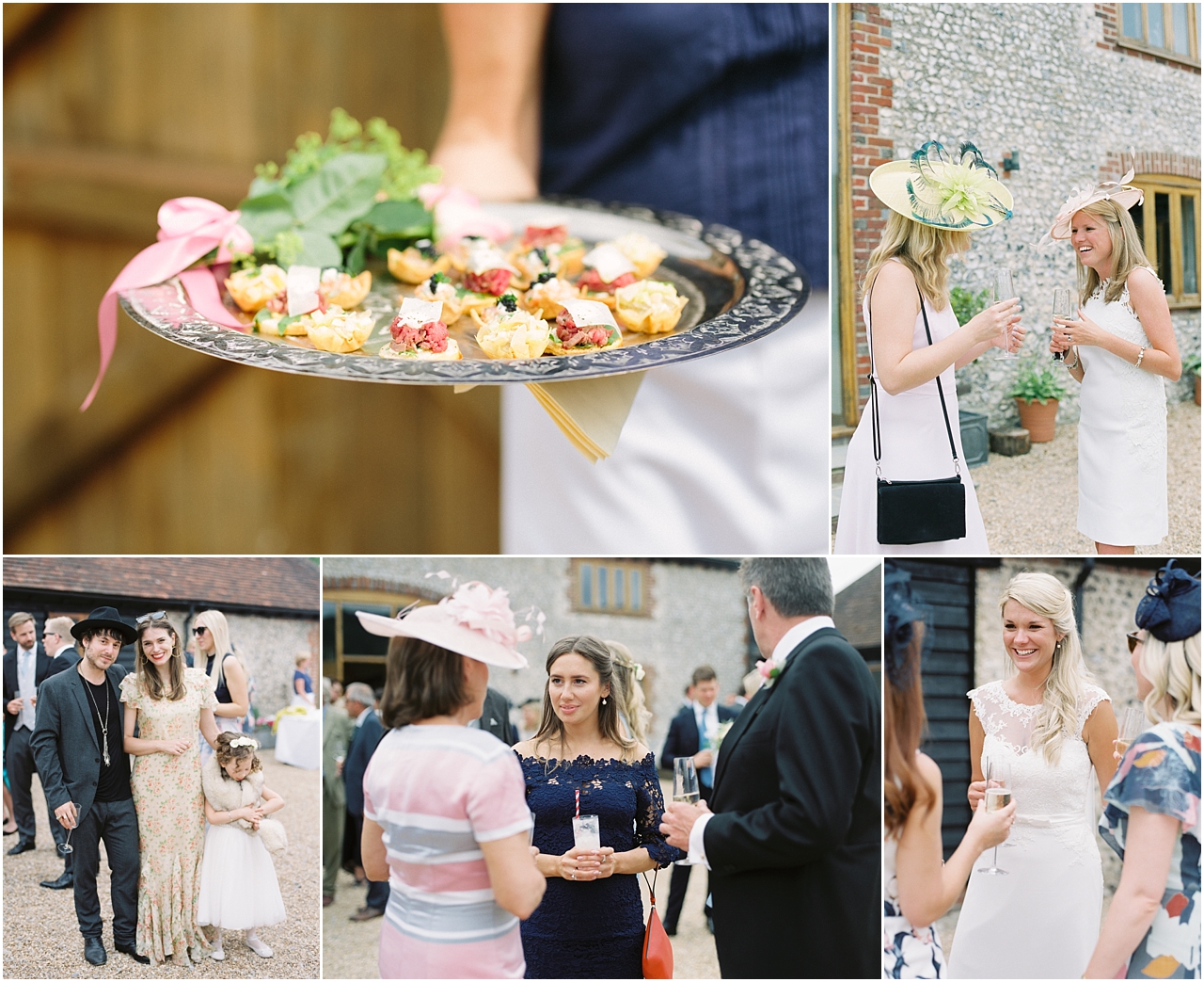Guests at reception of sussex farm wedding