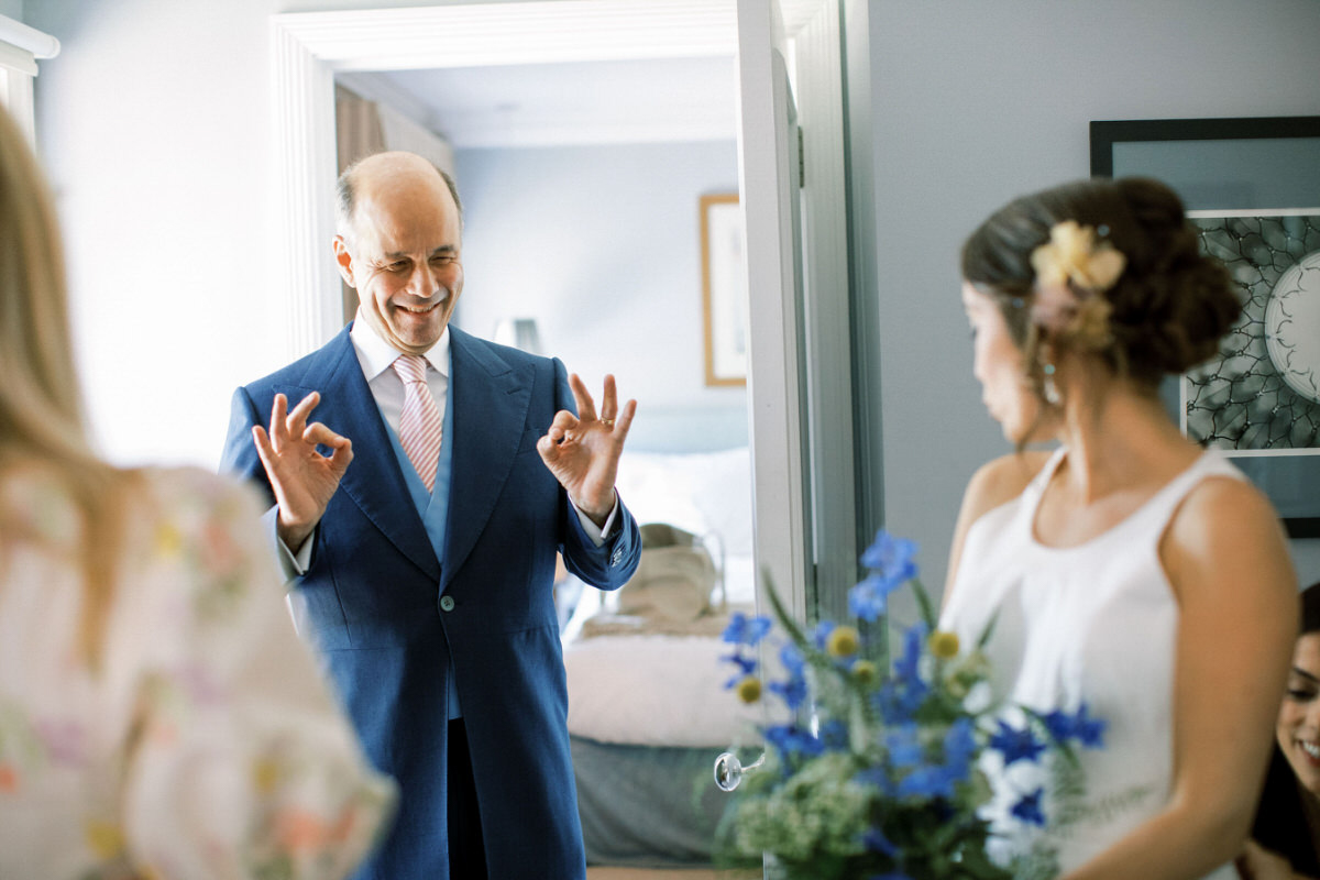 Father of the bride reaction luxury wedding photographer 