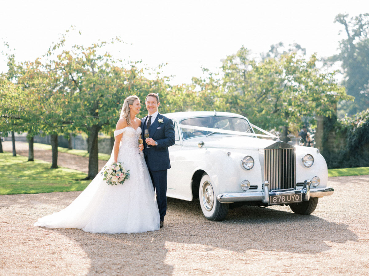white Bentley wedding car